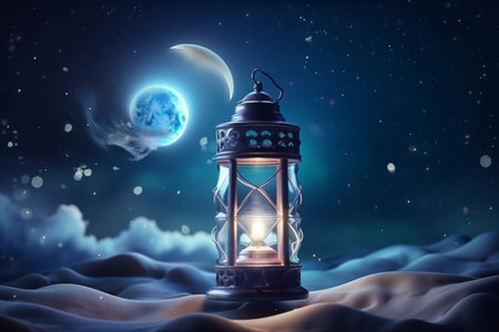 Ramadan Kareem background with lantern and moon.の素材