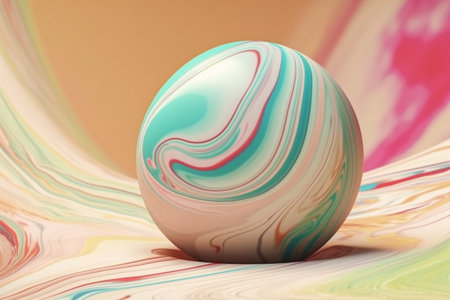 colorful abstract background with a marble sphere.の素材