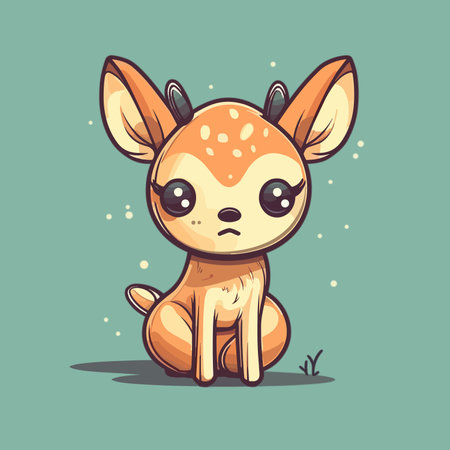 Cute little deer sitting and looking at camera. vector illustration.のイラスト素材
