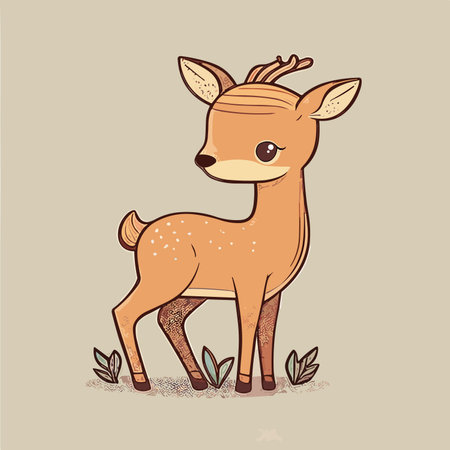 cute deer. Vector illustration of a wild animal. cartoon styleのイラスト素材