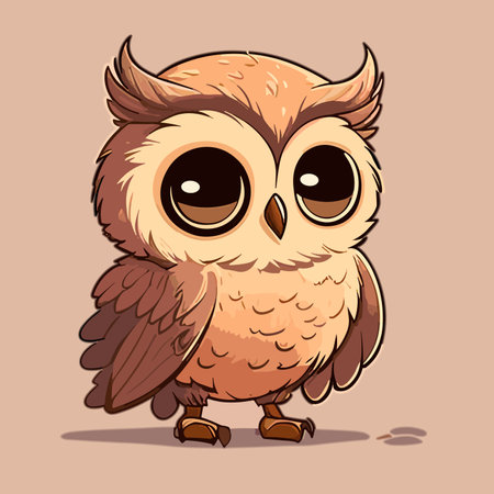 Cute cartoon owl. Vector illustration on a light background. EPS 10のイラスト素材
