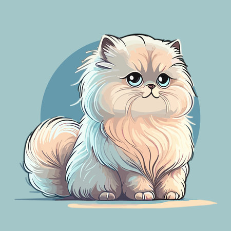 Cute little persian cat in cartoon style. vector illustration.のイラスト素材