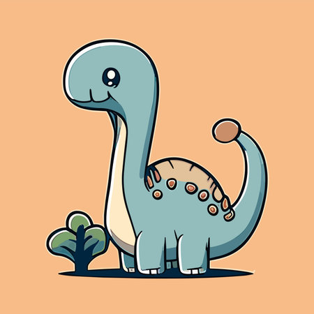 Cute Cartoon Dinosaurs. Vector Illustration of a Dinosaur.のイラスト素材