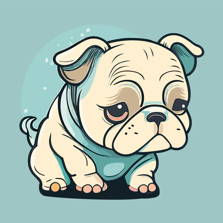Cute cartoon dog bulldog. Vector illustration of a dog.のイラスト素材
