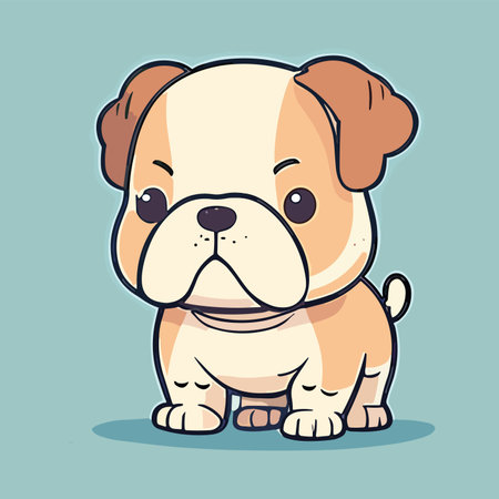 Cute cartoon dog. Vector illustration of a bulldog puppy.のイラスト素材