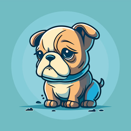 Cute cartoon dog bulldog. vector illustration for your design.のイラスト素材