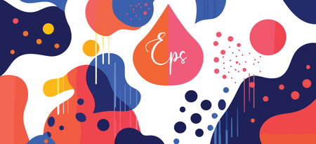 Abstract pattern with colorful liquid shapes and geometric elements. vector illustrationのイラスト素材