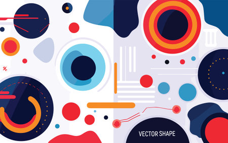 Abstract geometric background with colorful circles, lines, spots, dots. vector illustrationのイラスト素材