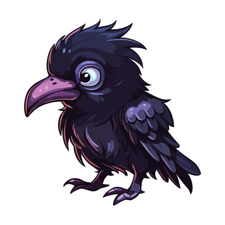 Crow vector illustration isolated on white background. Cute cartoon crow.のイラスト素材