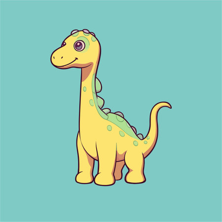 Cute dinosaur cartoon character. Vector illustration of a cute dinosaur.のイラスト素材