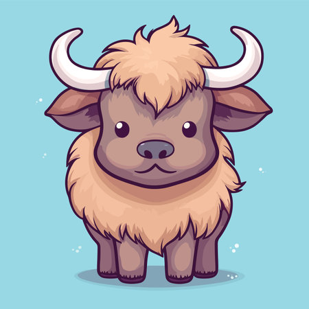 Cute buffalo cartoon icon. Animal zoo life nature and fauna theme. colorful design. vector illustrationのイラスト素材