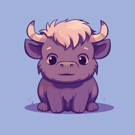 Cute cartoon buffalo. Vector illustration of a cute cartoon buffalo.のイラスト素材