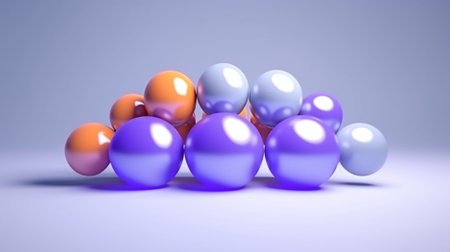 Reflection Spheres: Serene Blue and Violet Abstractの素材