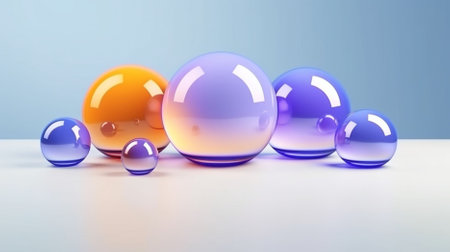 Reflection Spheres: Serene Blue and Violet Abstractの素材