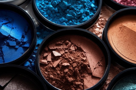 Colorful makeup eye shadow palette close-up. beauty backgroundの素材