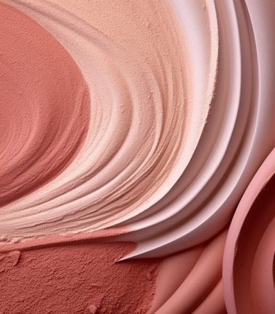 close up of pink and beige powder on a white background.の素材