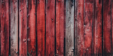 old wooden background. Red wooden planks with knots and nail holesの素材