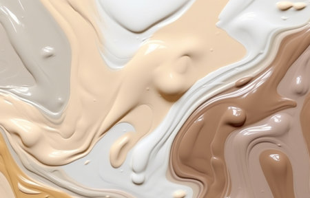 Liquid chocolate swirls as a background.の素材