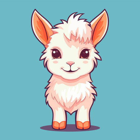 Cute cartoon alpaca on blue background. vector illustration.のイラスト素材