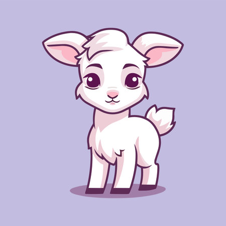 Cute cartoon goats. Vector illustration isolated on a purple background.のイラスト素材