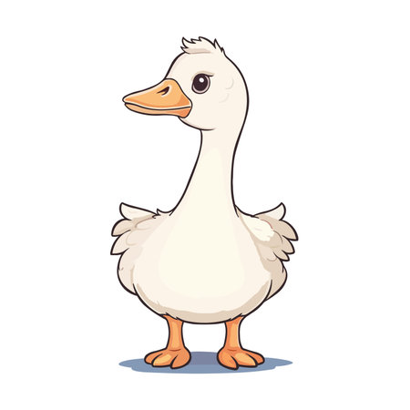 Cute duck isolated on white background. vector illustration. cartoon style.のイラスト素材