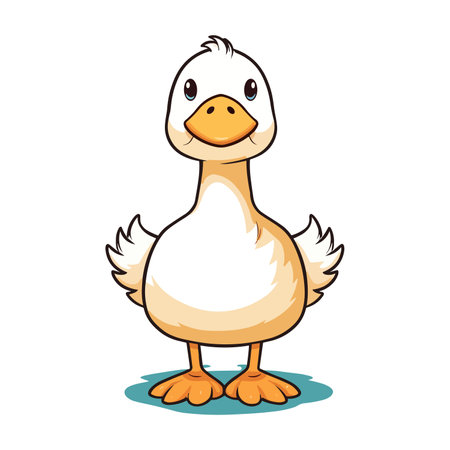Cute cartoon duck isolated on a white background. vector illustration.のイラスト素材