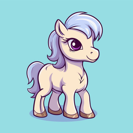 Cute Cartoon Horse - Playful Equine Character. Vector Illustration for Children and Baby. Farm Animal Clipart with Equestrian Themeのイラスト素材