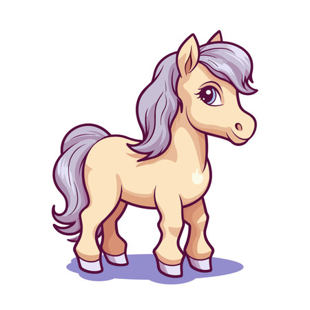 Cute Cartoon Horse - Playful Equine Character. Vector Illustration for Children and Baby. Farm Animal Clipart with Equestrian Themeのイラスト素材