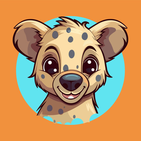 Cute Cartoon Hyena - Playful Wild Dog of the African Savannah. Vector Illustration for Children and Baby. Flat Clipart of a Fascinating Predatorのイラスト素材