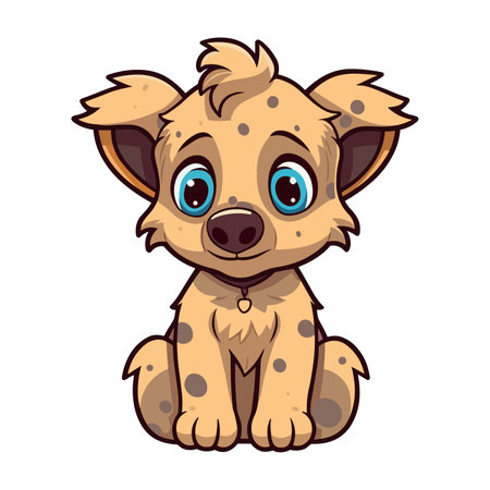 Cute Cartoon Hyena - Playful Wild Dog of the African Savannah. Vector Illustration for Children and Baby. Flat Clipart of a Fascinating Predatorのイラスト素材