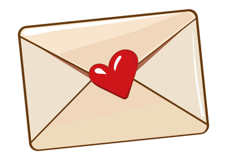 Envelope with Heart symbol on a white background. Is perfect for expressing love and affection on special occasions. Valentines day vector graphic. Simple envelope closedのイラスト素材