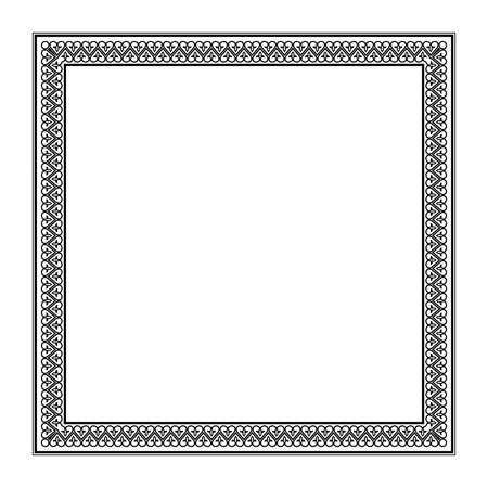 Decorative square frame for design with abstract pattern. Square byzantine empire frame. Square ornament in byzantine empire style. For invitation, porcelain, embroidery, engravingのイラスト素材