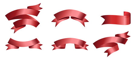 Set of Red Ribbons, Tags. Red award ribbons, luxury labels, badge premium quality certificate ribbons. Collections Empty Red Ribbons, Label Design for text. Eps 10のイラスト素材