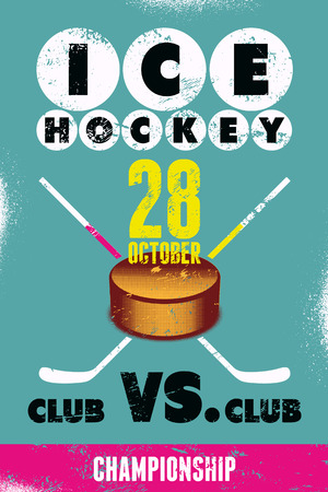 Ice Hockey typographical vintage grunge style poster. Retro vector illustration.のイラスト素材