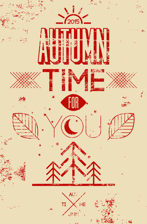 Autumn time retro grunge poster. Vector typographical design.のイラスト素材