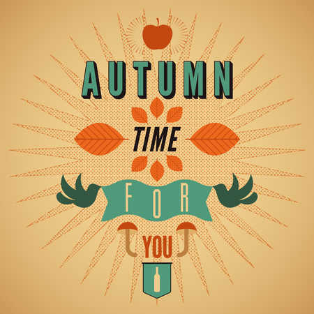 Autumn time retro poster. Vector typographical design.のイラスト素材