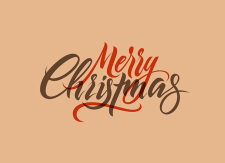 Merry Christmas. Calligraphic retro Christmas greeting card design. Vector illustration.のイラスト素材