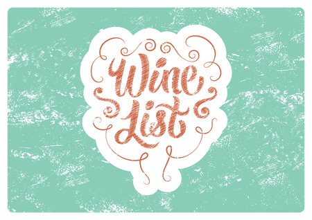 Calligraphic retro grunge style wine list design. Vector illustration.のイラスト素材