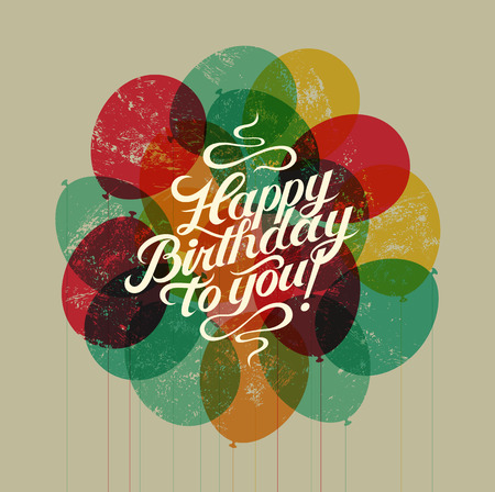 Happy Birthday to you! Typographical retro grunge Birthday Card. Vector illustration.のイラスト素材