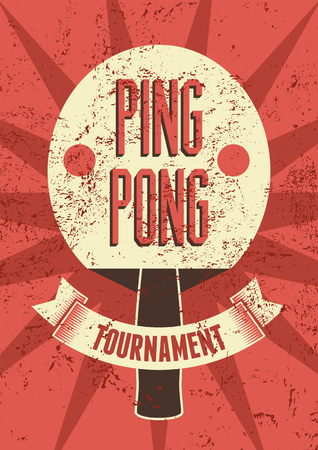 Ping Pong typographical vintage grunge style poster. Retro vector illustration.のイラスト素材