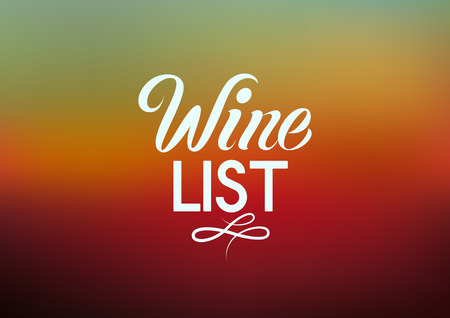 Calligraphic retro style wine list design on blurred background. Vector illustration.のイラスト素材