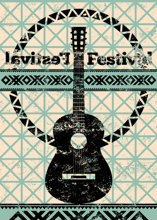 Folk festival poster. Retro typographical grunge vector illustration.のイラスト素材