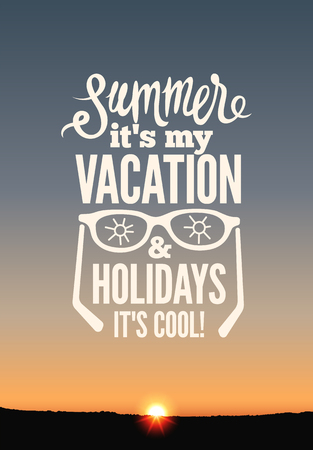 Summer holidays poster. Vector typography design on sunset background. Eps 10.のイラスト素材