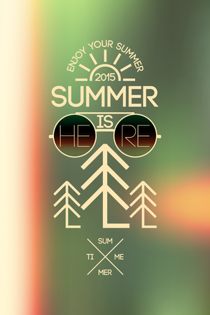 Summer time poster. Vector typographical design with blurry background. Eps 10.のイラスト素材