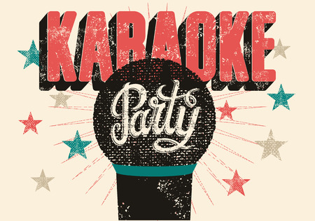 Typographic retro grunge karaoke party poster. Vector illustration.のイラスト素材