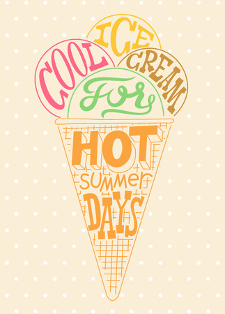 Vintage ice cream poster. Colorful retro typography label design. Vector illustration.のイラスト素材