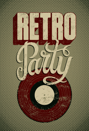 Typographic Retro Party grunge poster design. Vector illustration.のイラスト素材