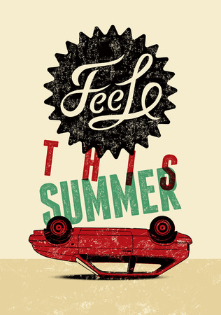 Feel this summer. Typographic retro grunge poster. Vector illustration.のイラスト素材