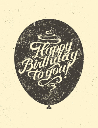 Happy Birthday to you! Typographical retro grunge Birthday Card. Vector illustration.のイラスト素材