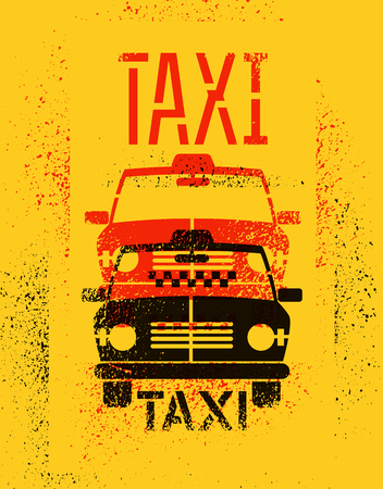 Typographic graffiti retro grunge taxi cab poster. Vector illustration.のイラスト素材